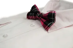 Mens Pink Tarten Plaid Patterned Bow Tie