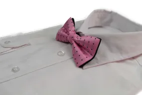 Mens Pink With Black Polka Dots Patterned Bow Tie