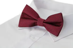 Mens Quality Dark Red Checkered Patterned Bow Tie