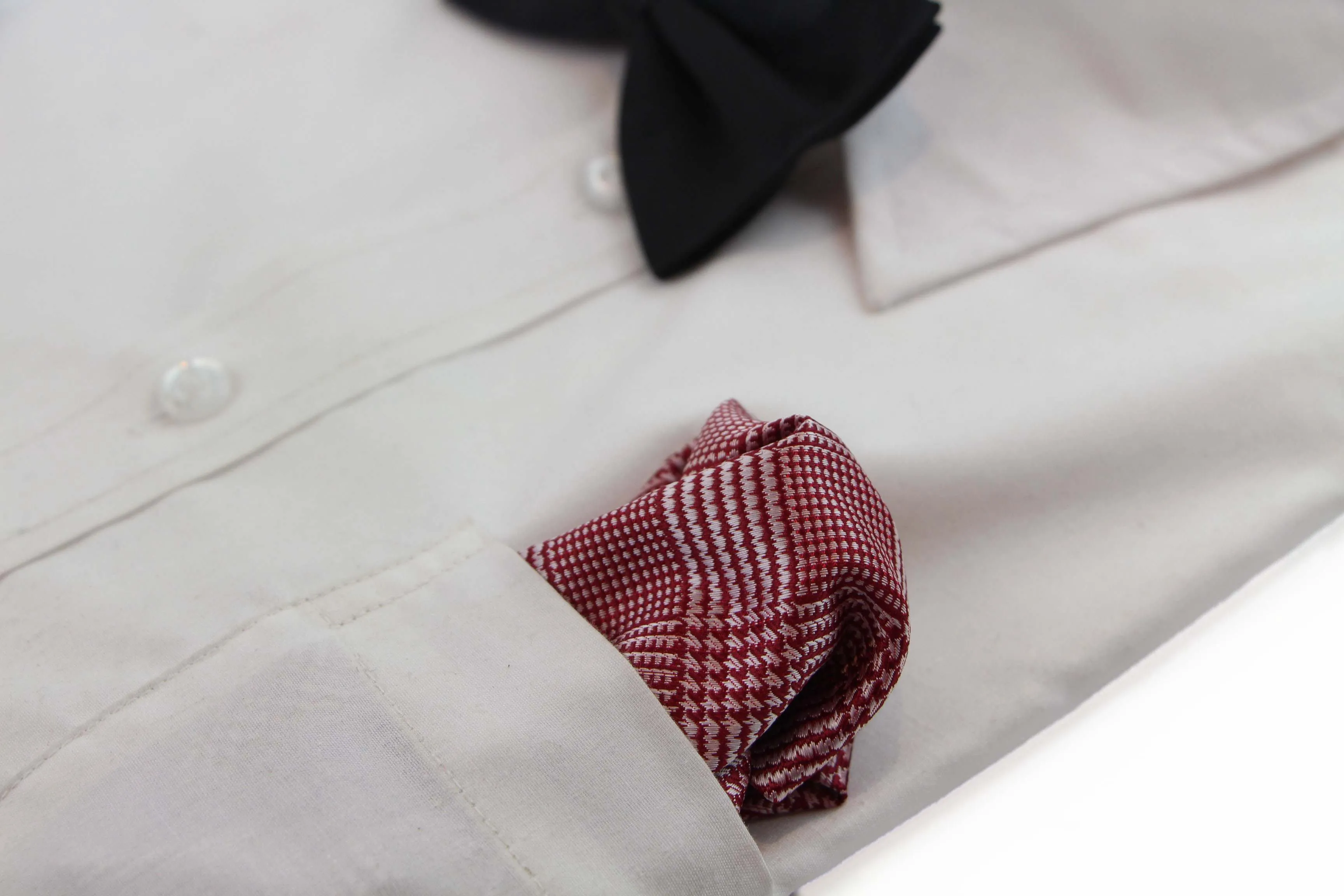 Mens Red & Silver Checkered Silk Pocket Square