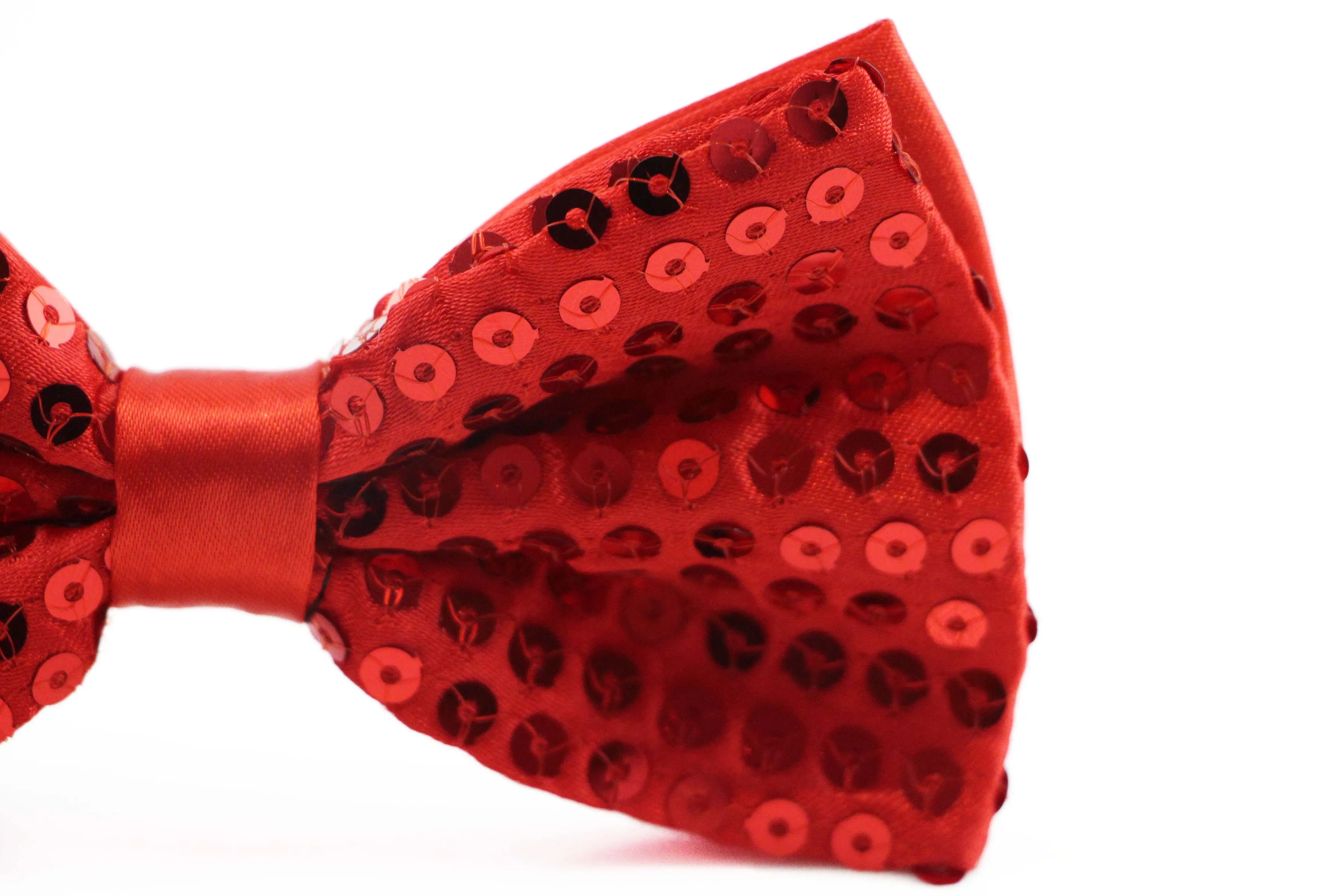 Mens Red Sequin Patterned Bow Tie