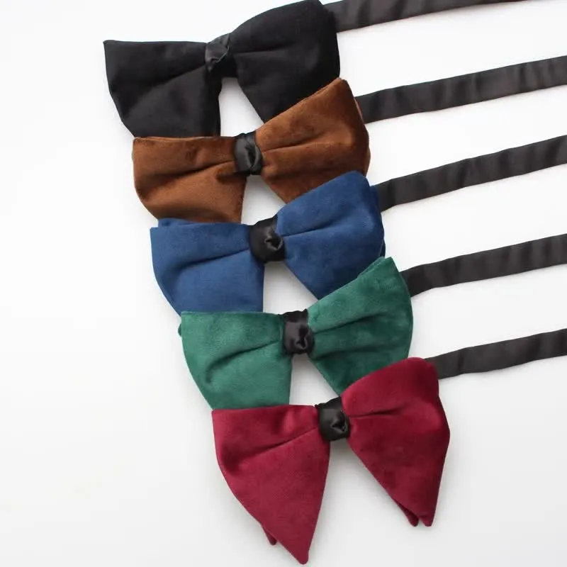 Men's Solid Color Velvet Oversized Pointed Bow Tie