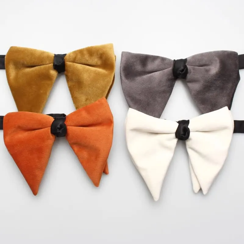 Men's Solid Color Velvet Oversized Pointed Bow Tie