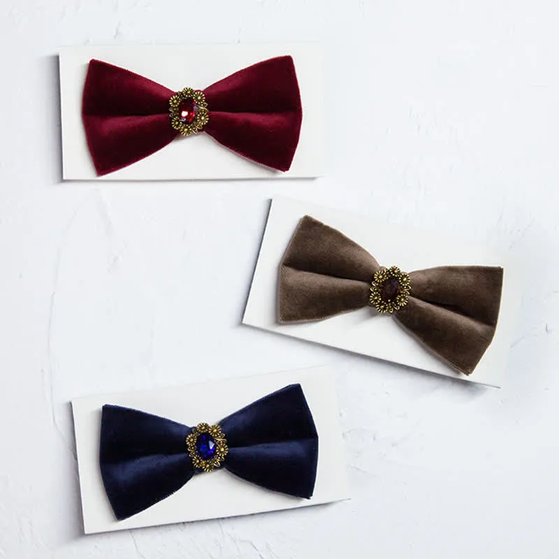 Men's Sunflower Artficial Crystal Velvet Bow Tie