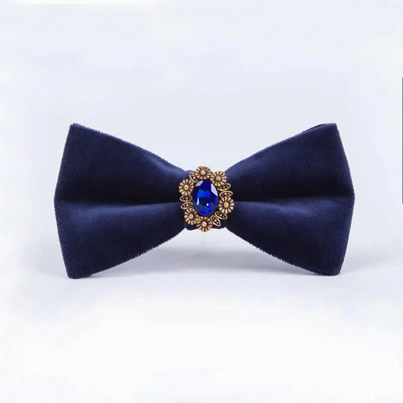 Men's Sunflower Artficial Crystal Velvet Bow Tie