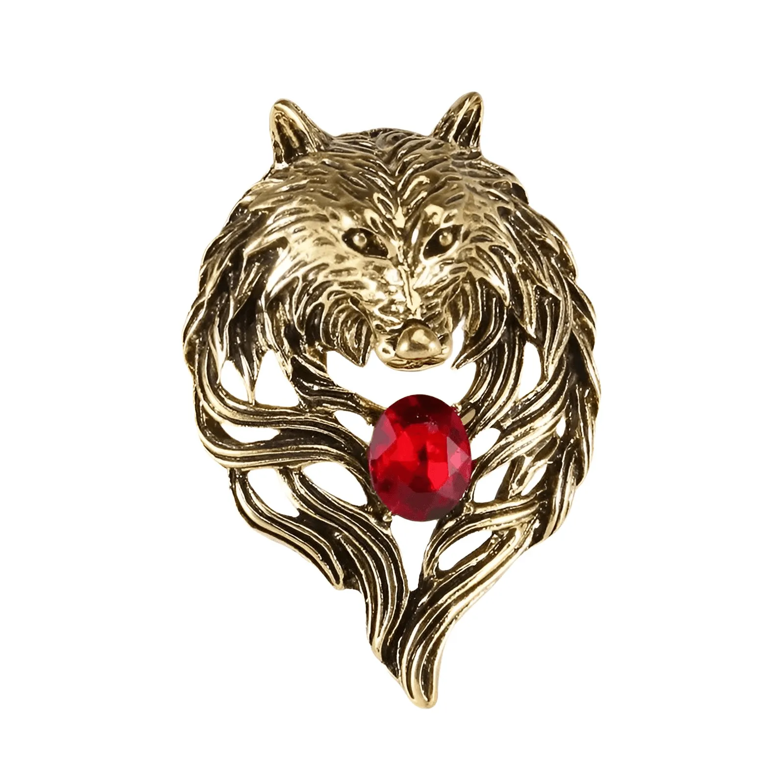 Men's Vintage Wolf Pin With Rhinestones