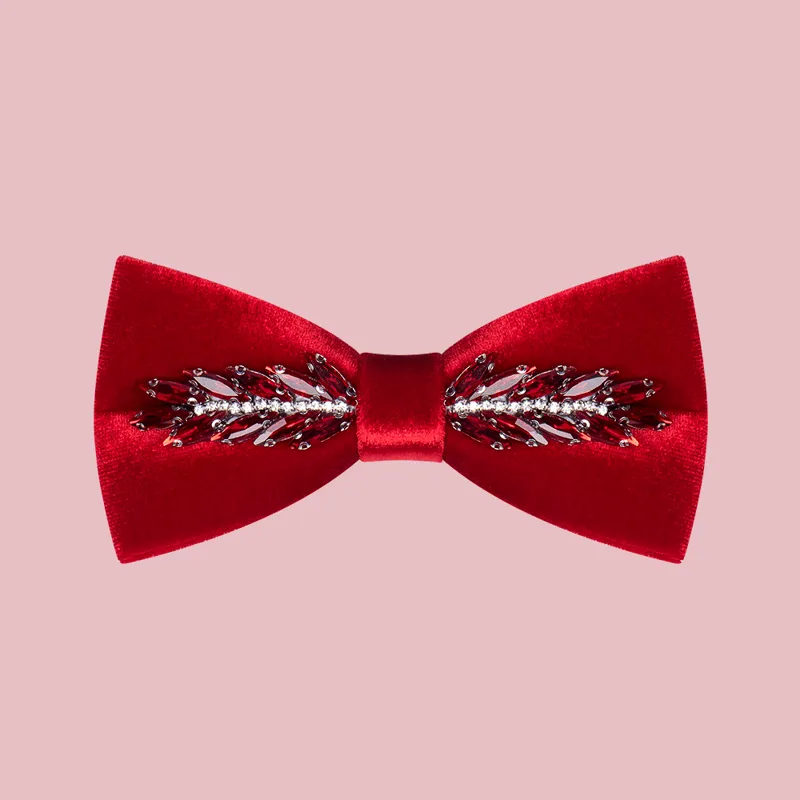 Men's Witty Crystal Velvet Bow Tie