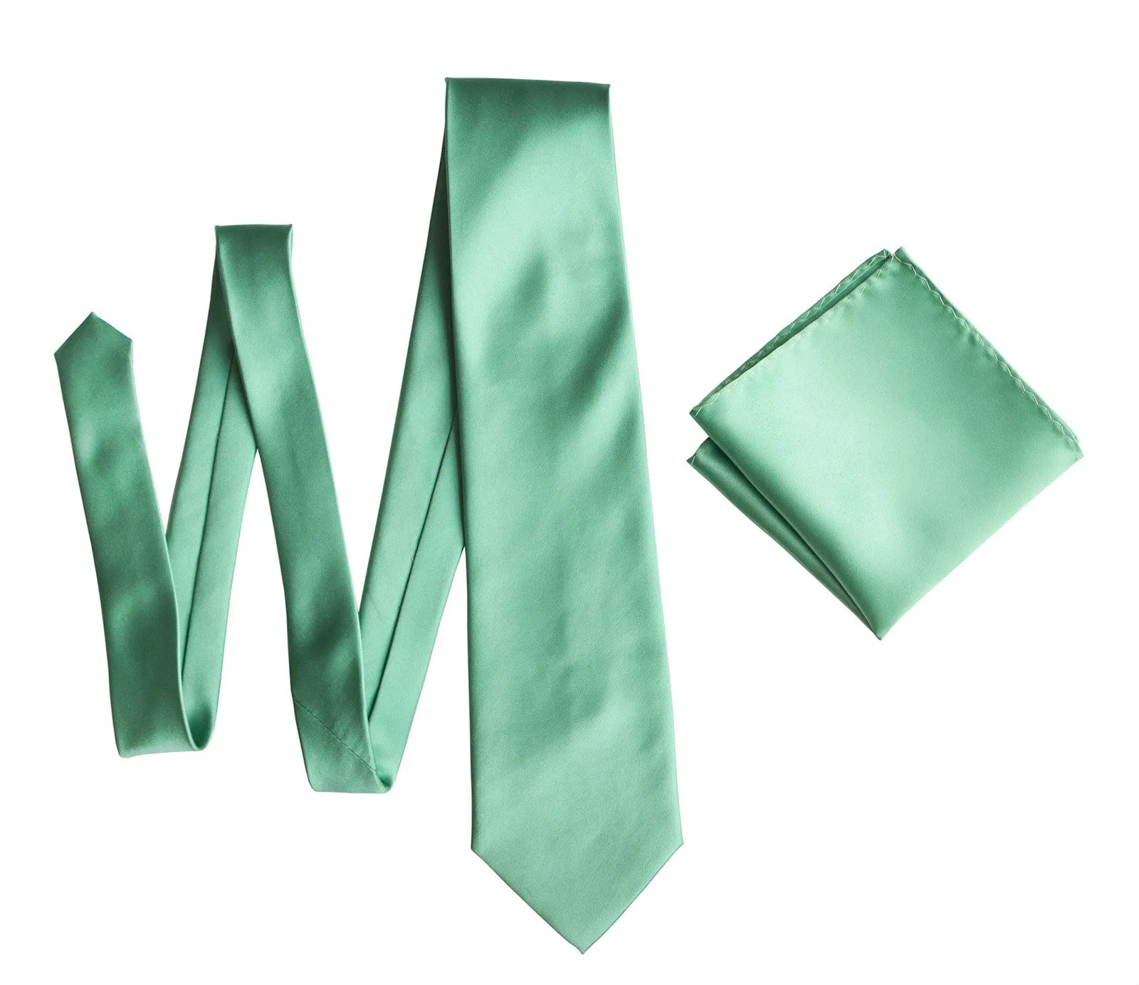 Mint Green Necktie. Solid Color Satin Finish Tie, No Print