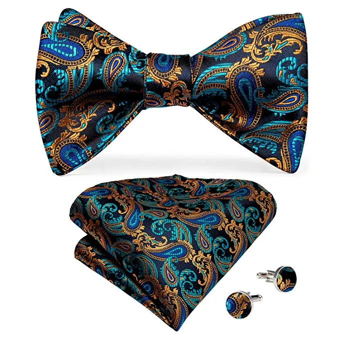 Multicolor Paisley Bow Tie Set-BTS472