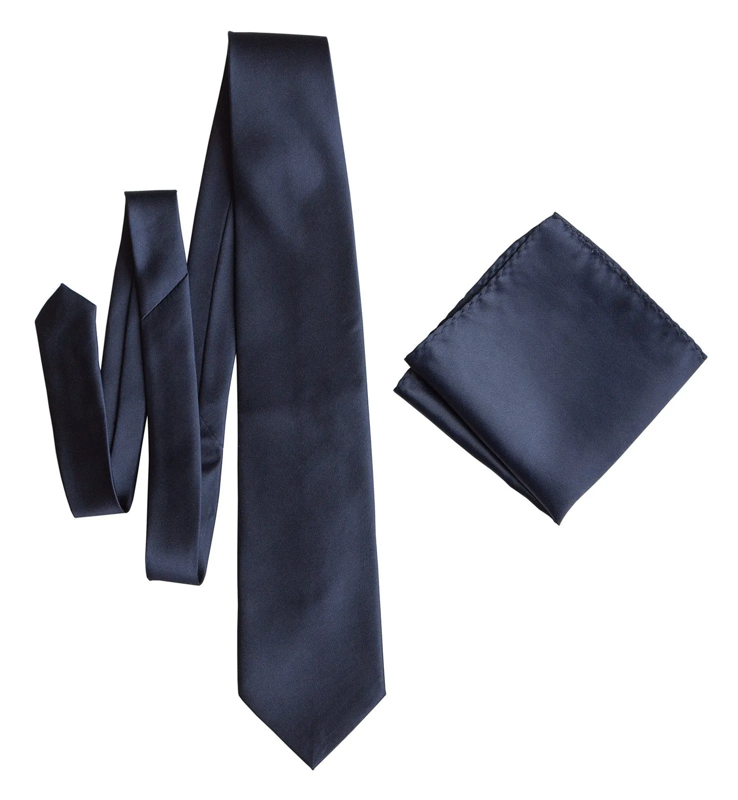 Navy Blue Necktie. Dark Blue Solid Color Satin Finish Tie, No Print