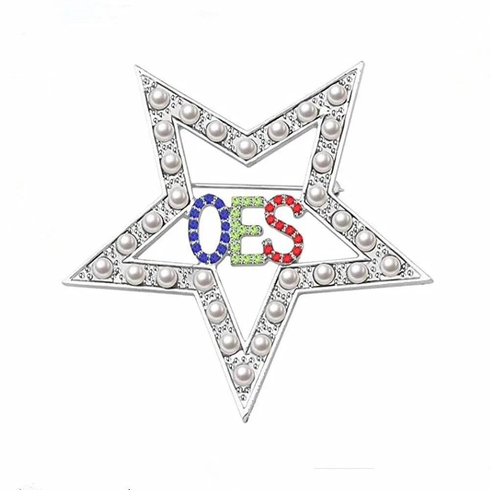 OES Brooch - Crystals & Pearls