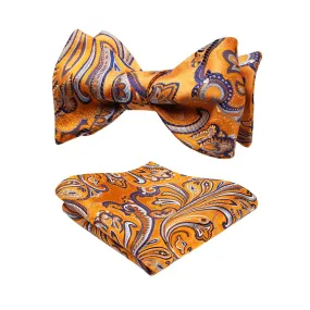 Paisley Bow Tie & Pocket Square - 06-ORANGE / PURPLE