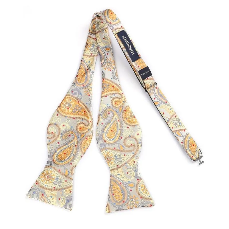 Paisley Bow Tie & Pocket Square - B-YELLOW/GRAY