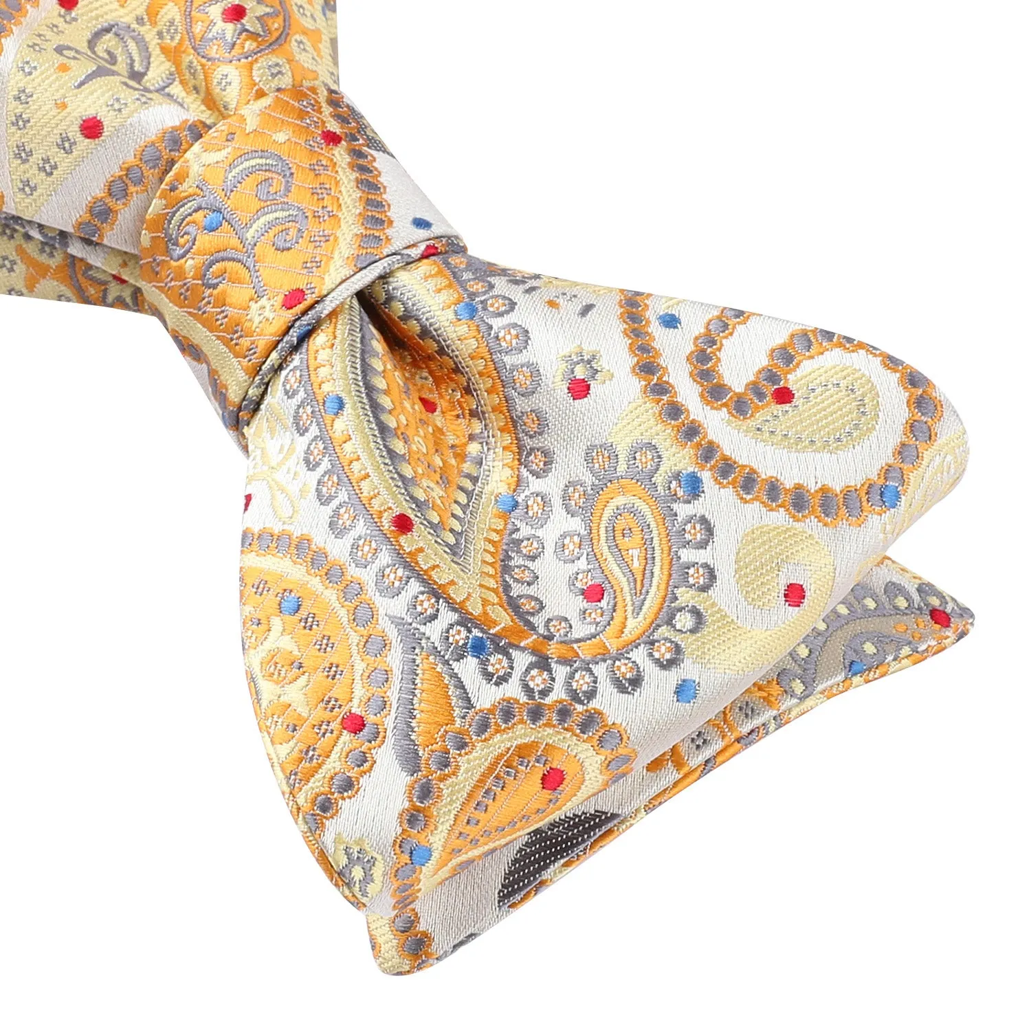 Paisley Bow Tie & Pocket Square - B-YELLOW/GRAY