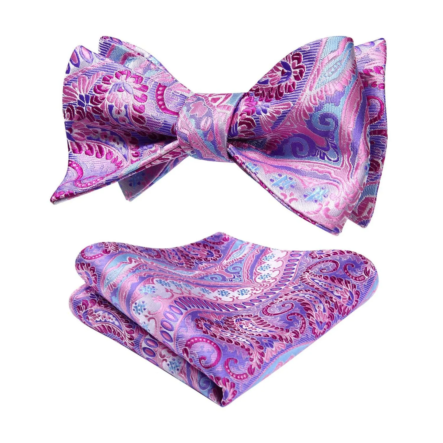 Paisley Bow Tie & Pocket Square - PURPLE PINK