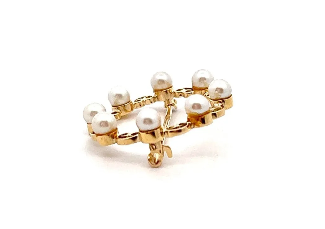 Pearl 9ct Yellow Gold Vintage Brooch c1959 Birmingham