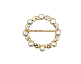 Pearl 9ct Yellow Gold Vintage Brooch c1959 Birmingham