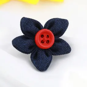 Peluche Button Flower Blue, Red Brooch Lapel Pin