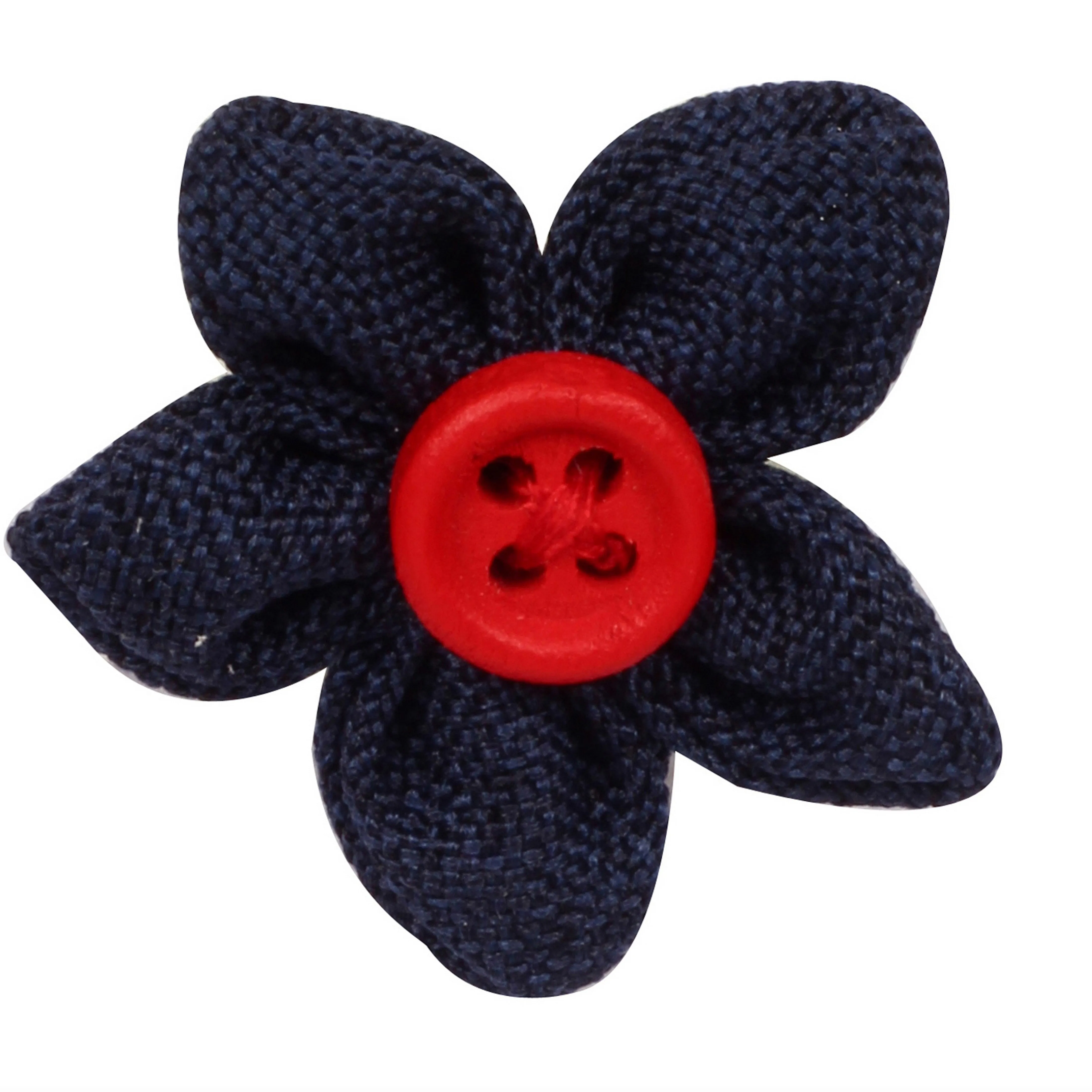 Peluche Button Flower Blue, Red Brooch Lapel Pin