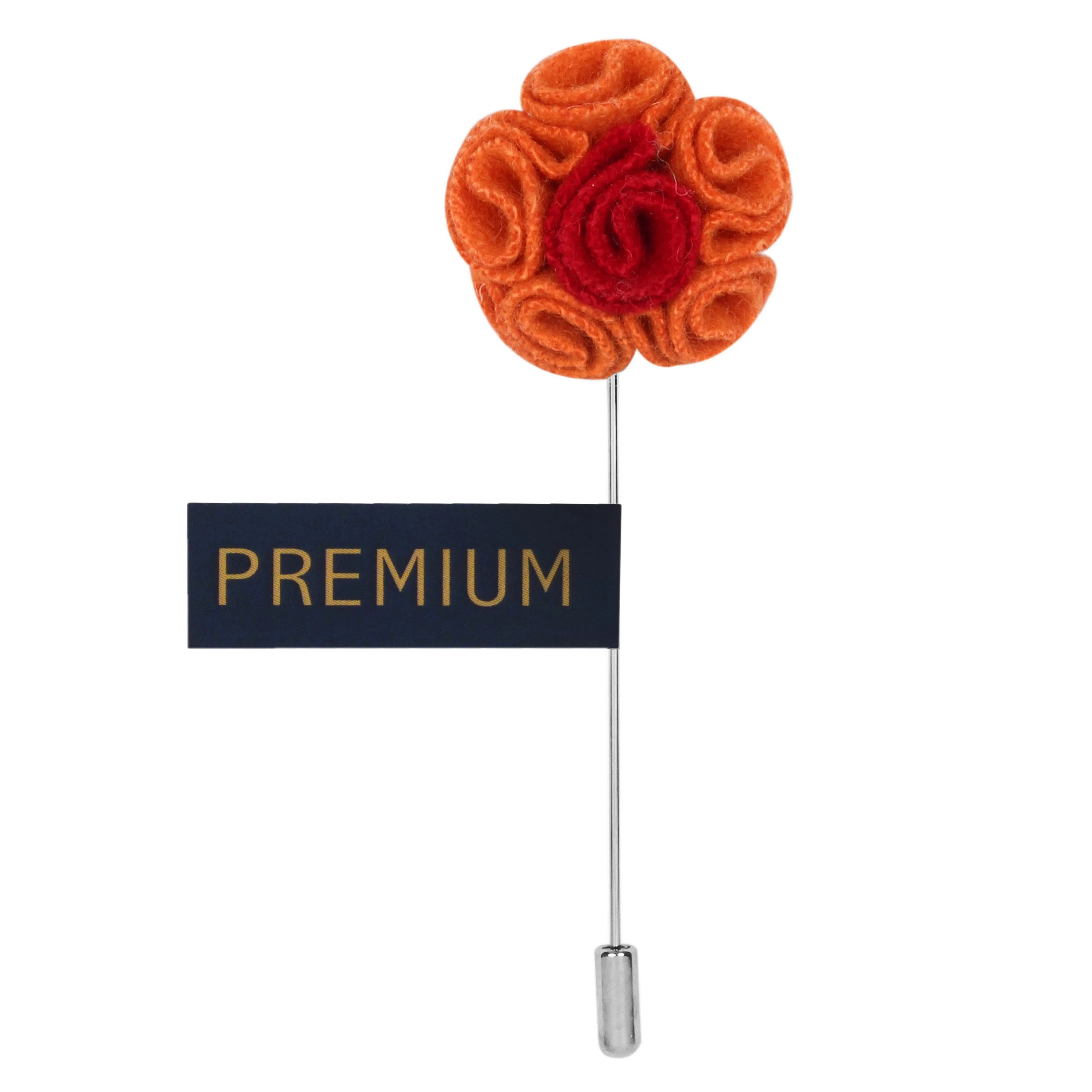 Peluche Florwer in Flower Orange, Red Brooch Lapel Pin