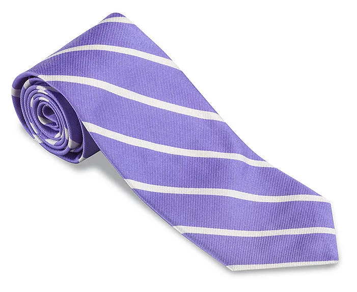 Periwinkle Tie with White Buckingham Stripes - F2792