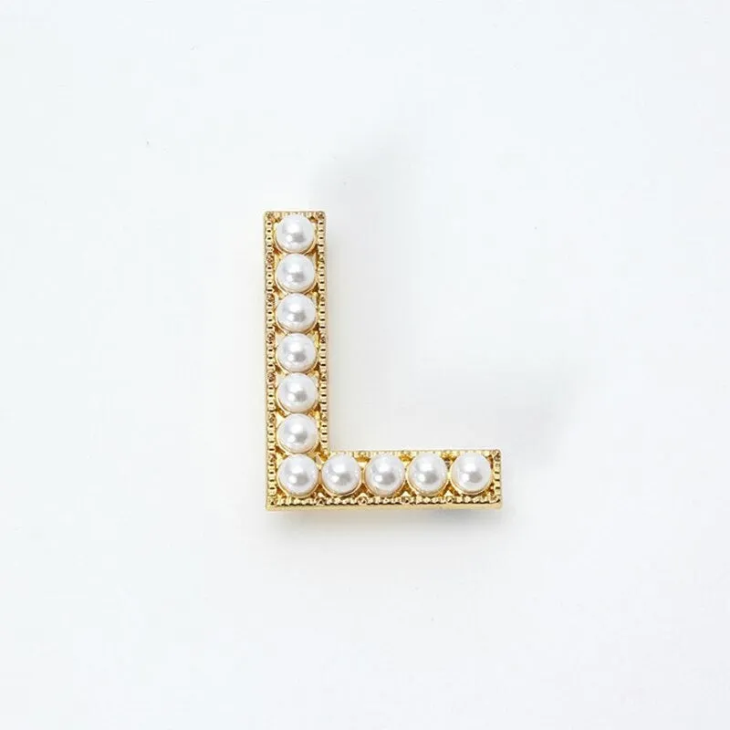 Personalized Retro Chic Pearl Encrusted Initial Letter Brooch Pins