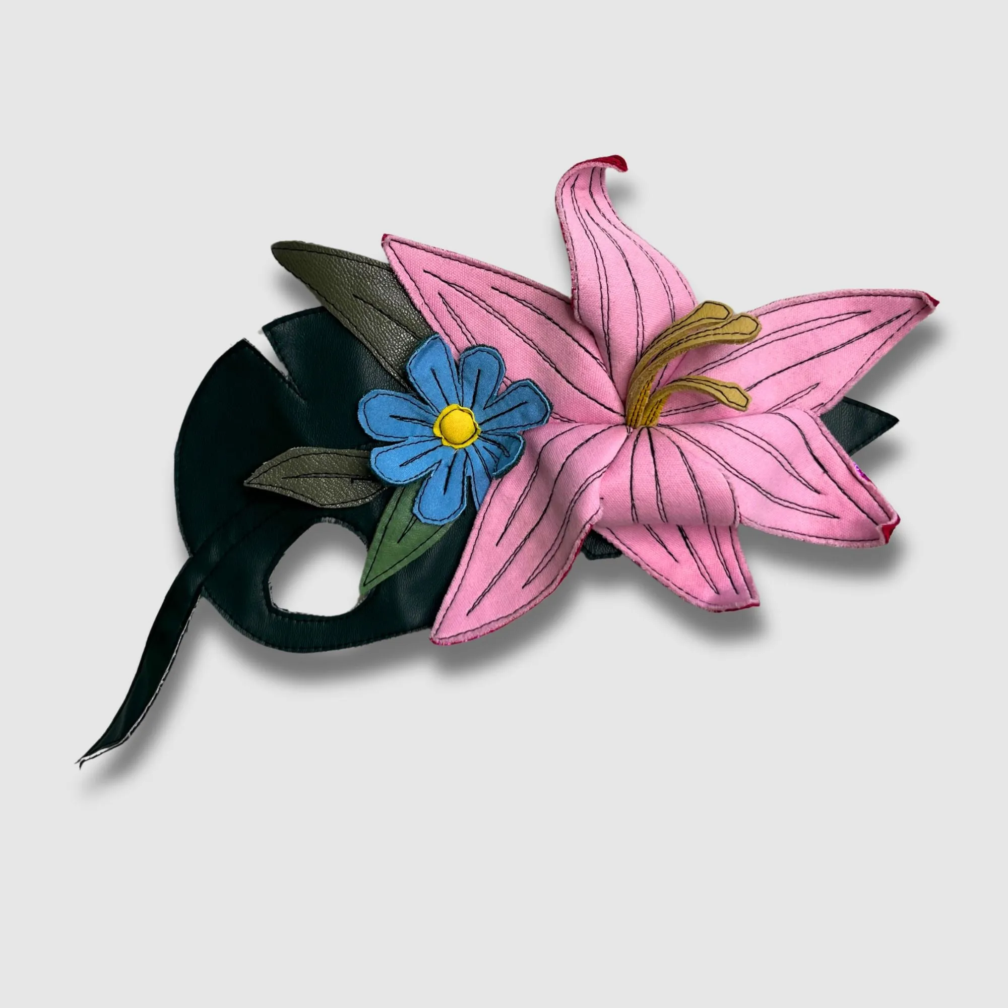 pink and blue floral brooch