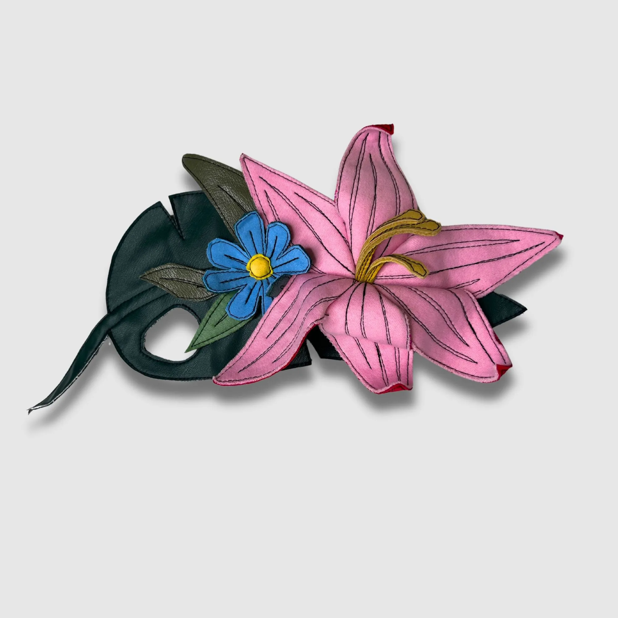 pink and blue floral brooch