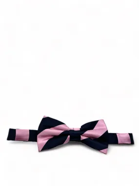 Pink and Navy Striped Silk Bow Tie Set