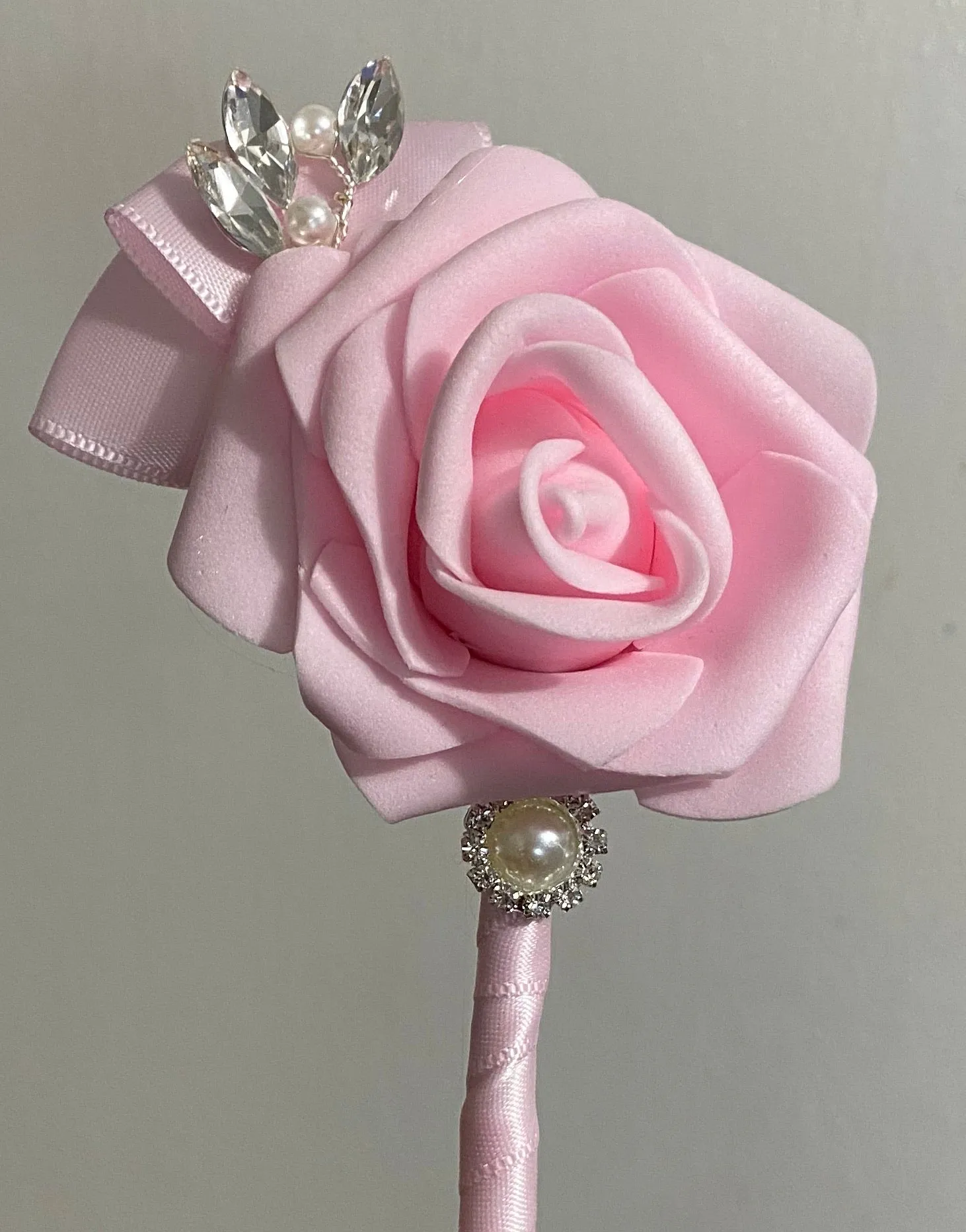 PINKY -  Ivory Light Pink Silk Roses Brooch Bouquet