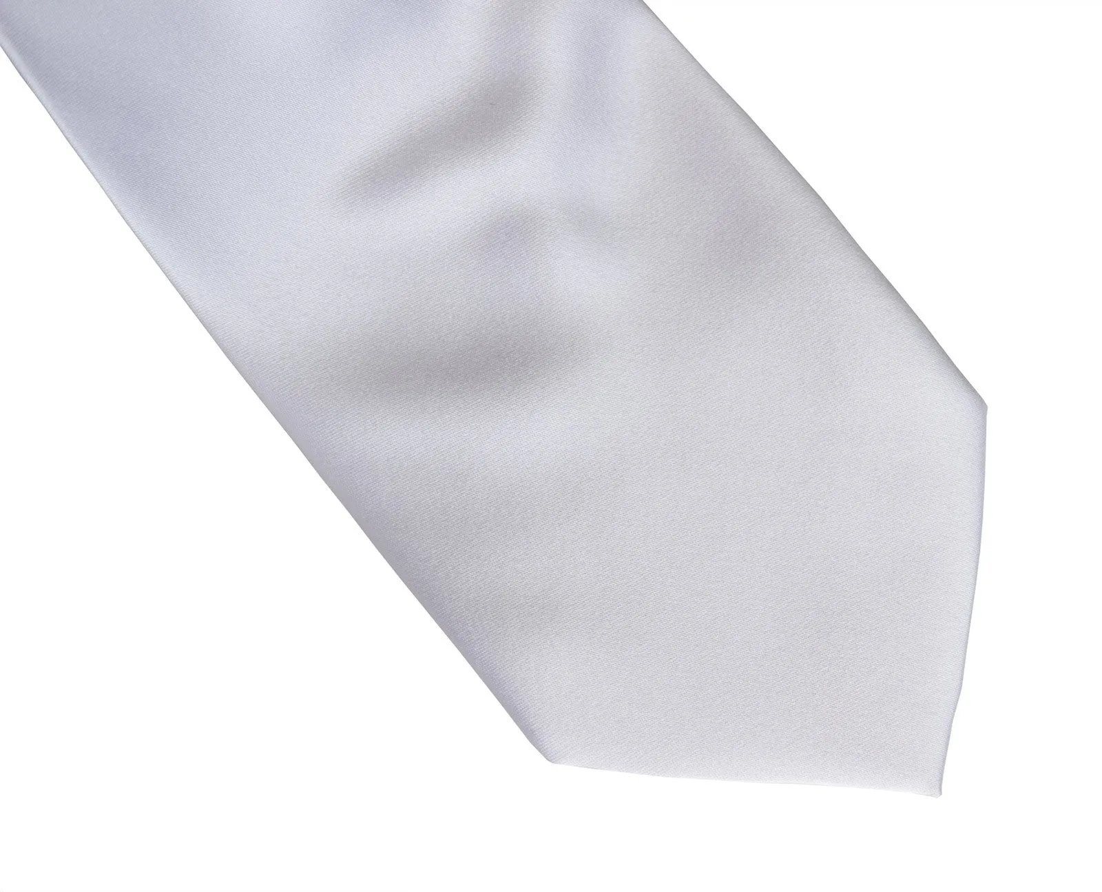 Plain White Necktie. Solid Color Satin Finish Tie, No Print