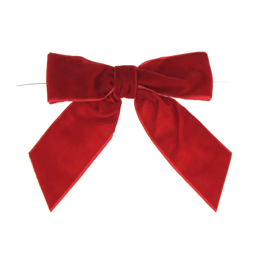 Pre-tied Velvet Bows, 4-1/2-Inch, 12-Piece