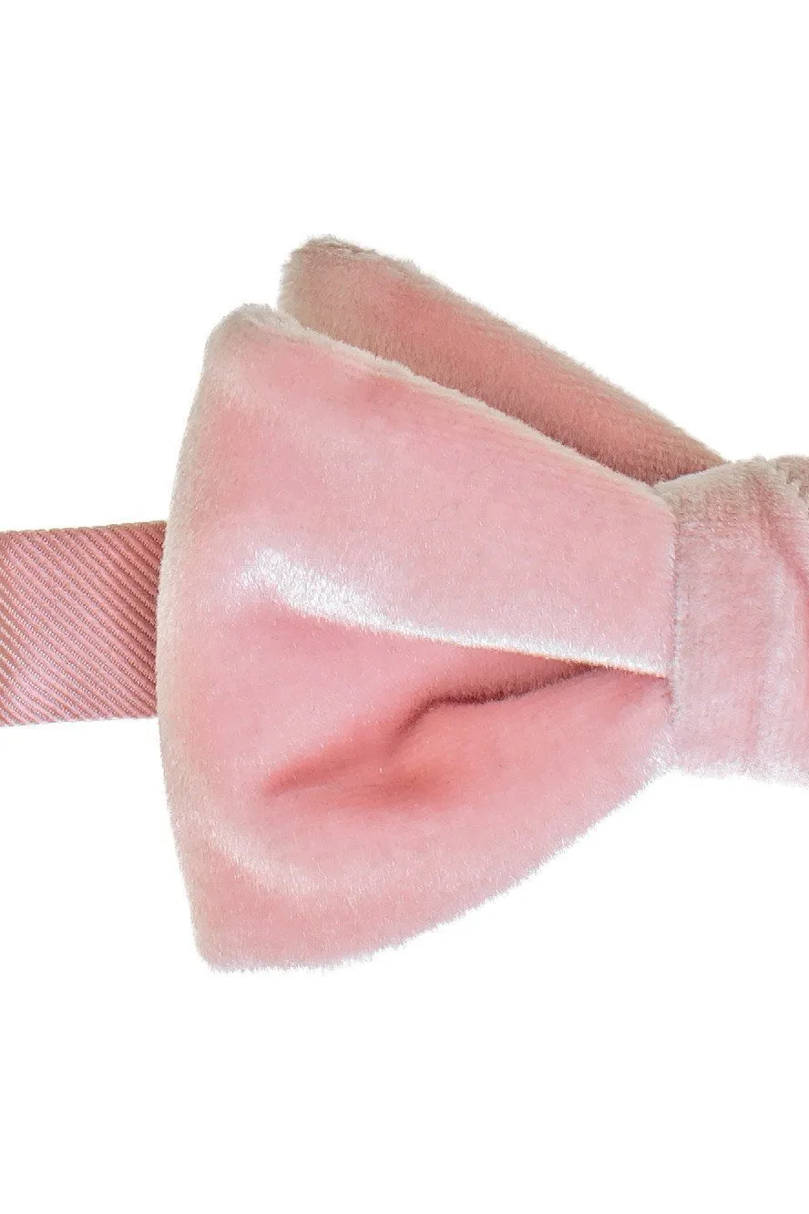 "Luxor" Pink Velvet Bow Tie