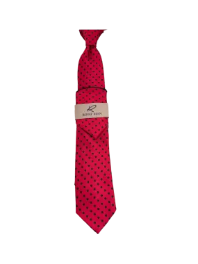 Red and Black Dots Fashion Design Rossi Man Tie and handkerchief set