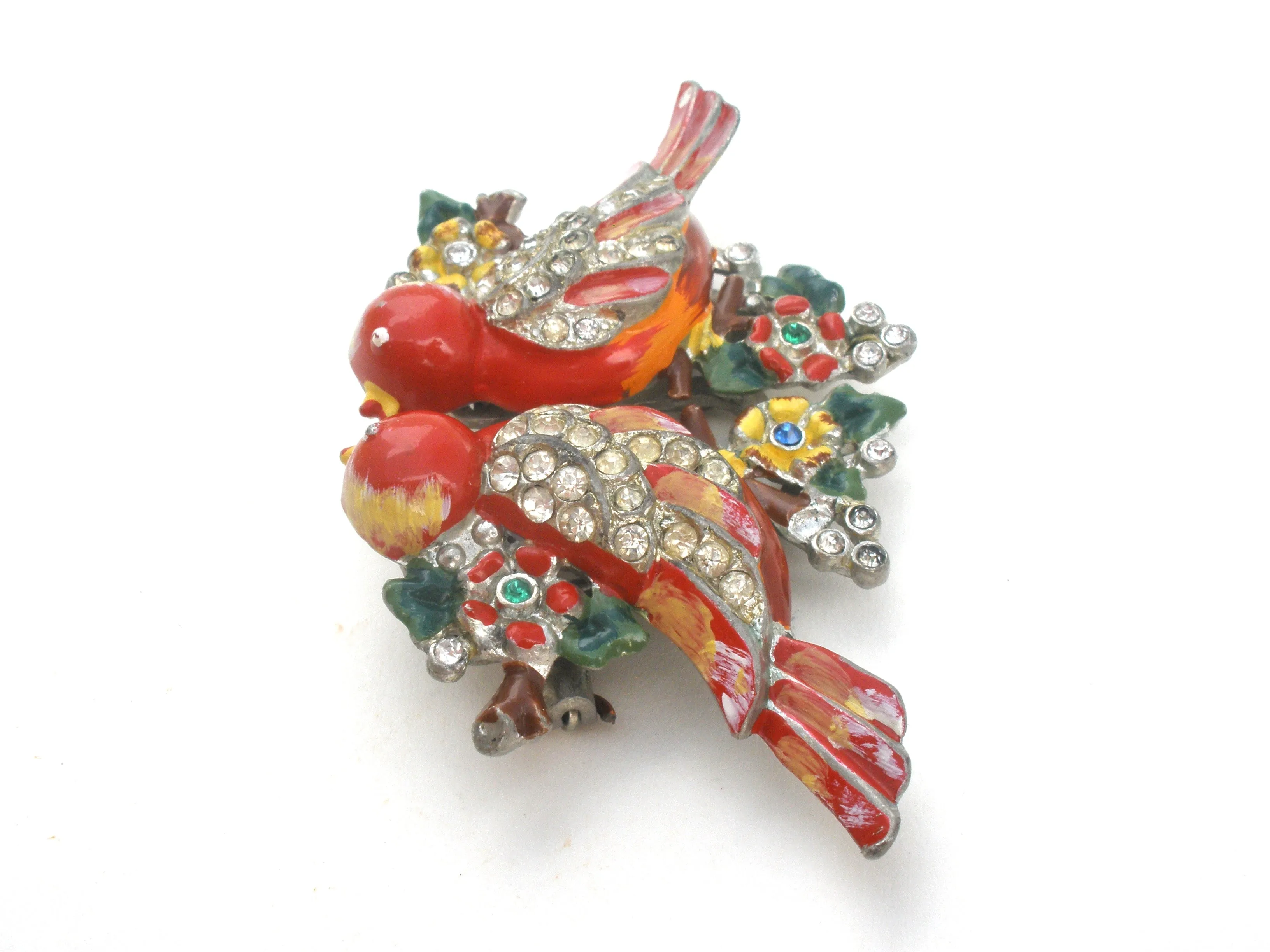 Red Coro Duette Fur Clip Love Birds Brooch Adolf Katz