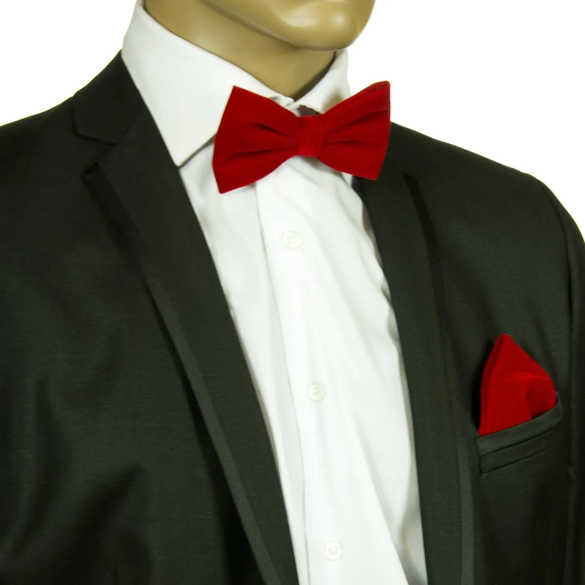 Red VELVET Bow Tie and Pocket Square Set