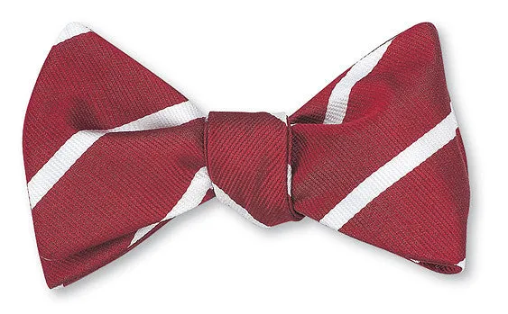 Red/White Buckingham Striped Bow Tie - B2795