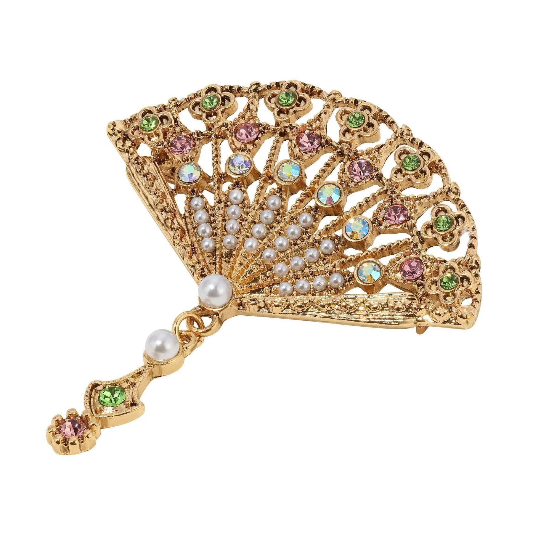 Regency Deco Blooming Elegance Multi Crystal & Faux Pearl Brooch