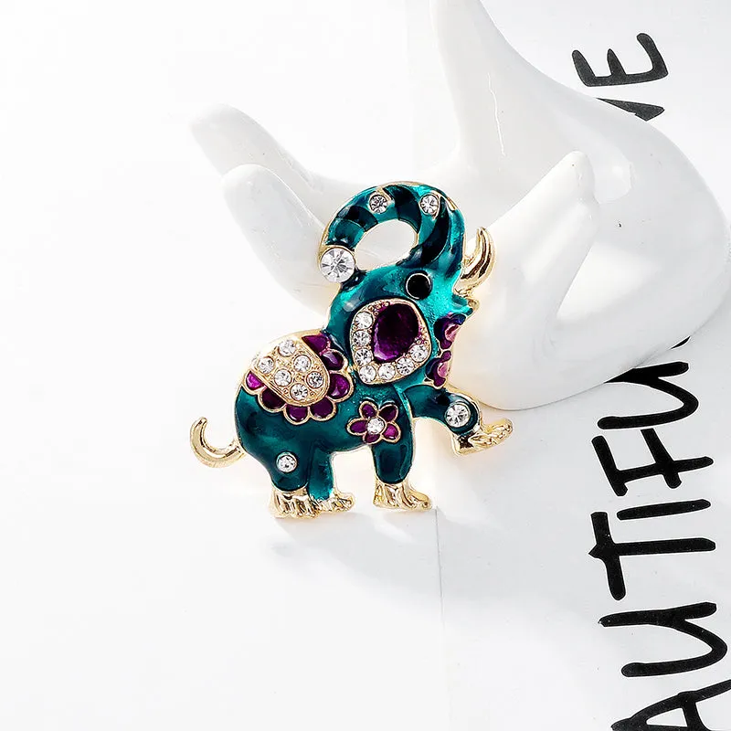 Rhinestone Elephant Brooches