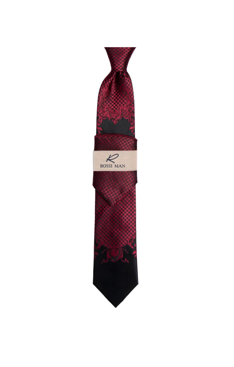 Rossi Man Burgundy Ties and Hanky Set