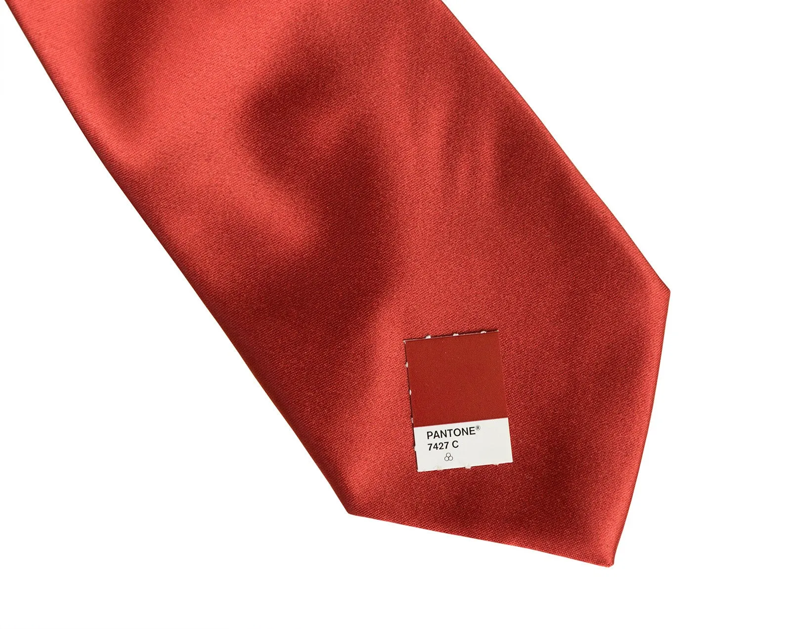 Rust Red Necktie. Solid Color Satin Finish Tie, No Print