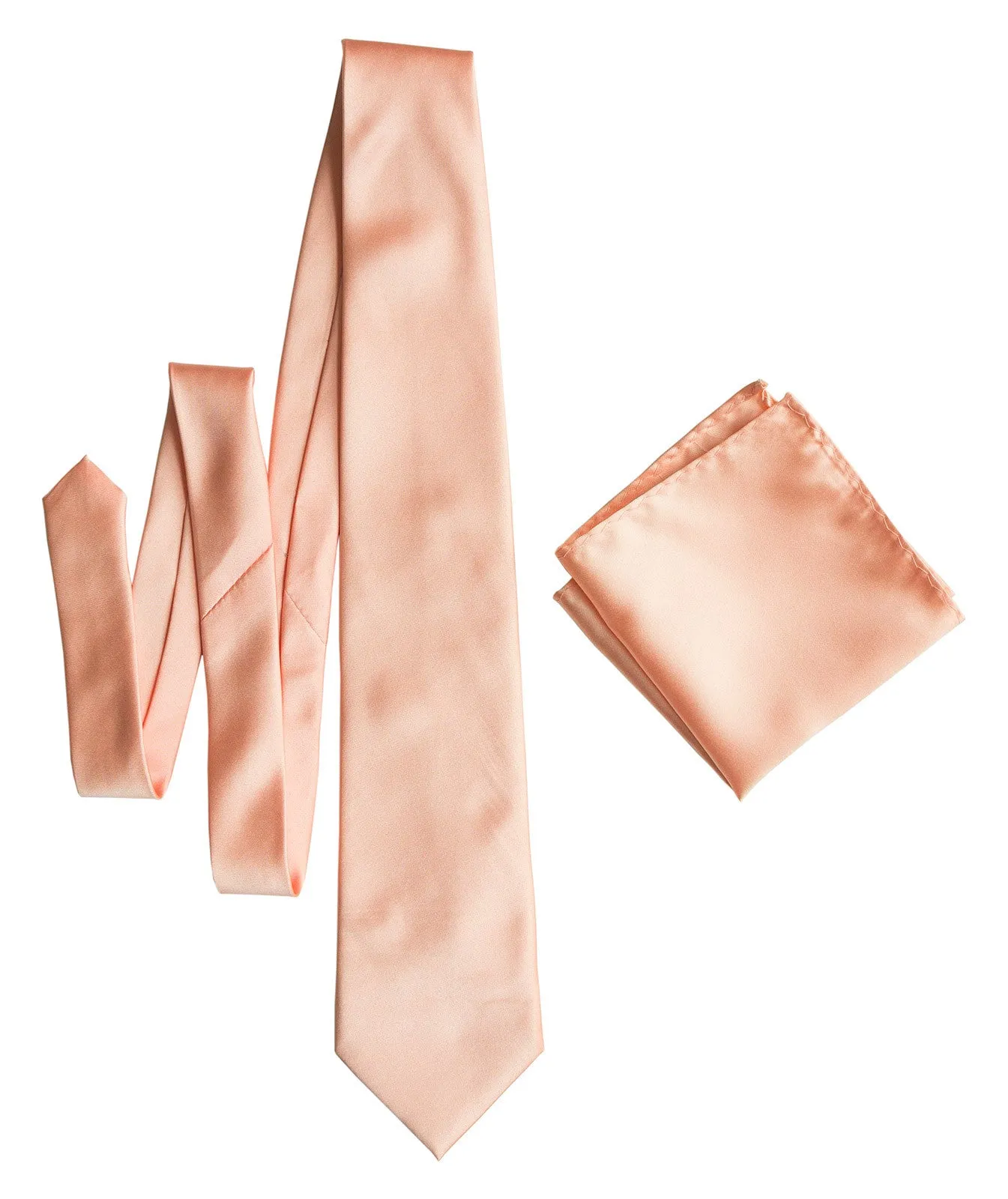 Salmon Pink Necktie. Solid Color Satin Finish Tie, No Print