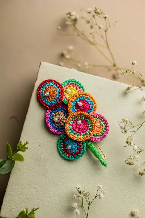 Samoolam Handmade Mandala Brooch Rainbow