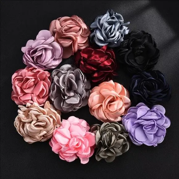 Satin Floral Lapel Pins, Brooches, Hair Accessories