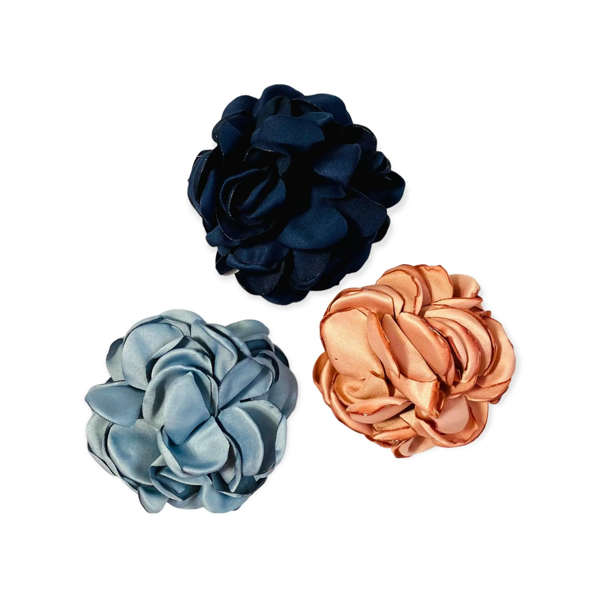 Satin Floral Lapel Pins, Brooches, Hair Accessories