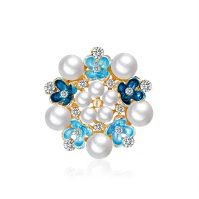 SB313 - Blue Diamond Pearl Brooch