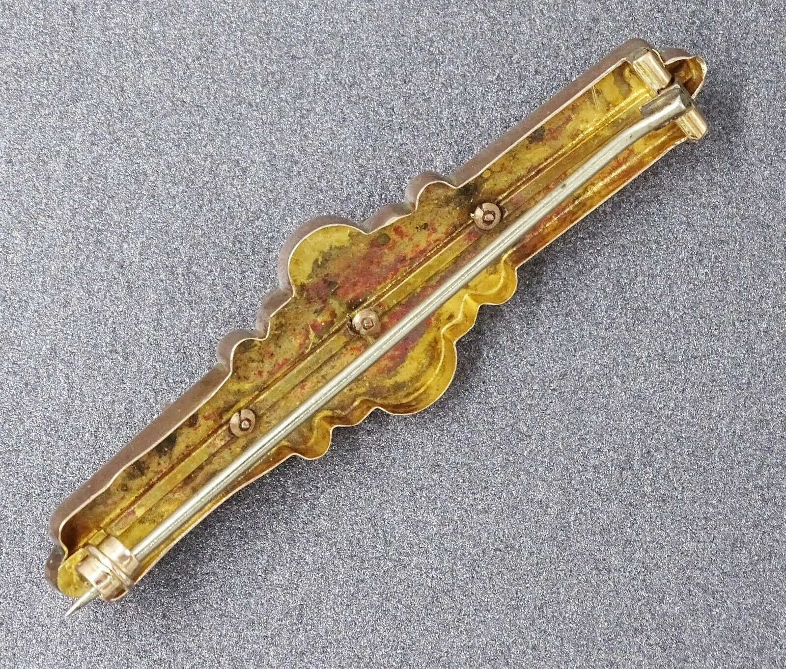 Seed Pearl 9ct Yellow Gold Ornate Bar Brooch