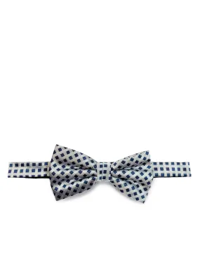 Silver and Blue Diamond Silk Bow Tie