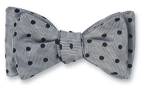 Silver/ Black Vero Polka Dots Bow Tie - B2014