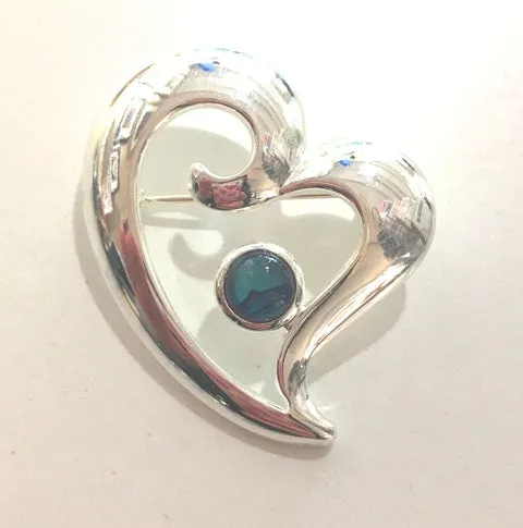 Silver Heart Brooches  -by Mhairi Sim - Girl Paua